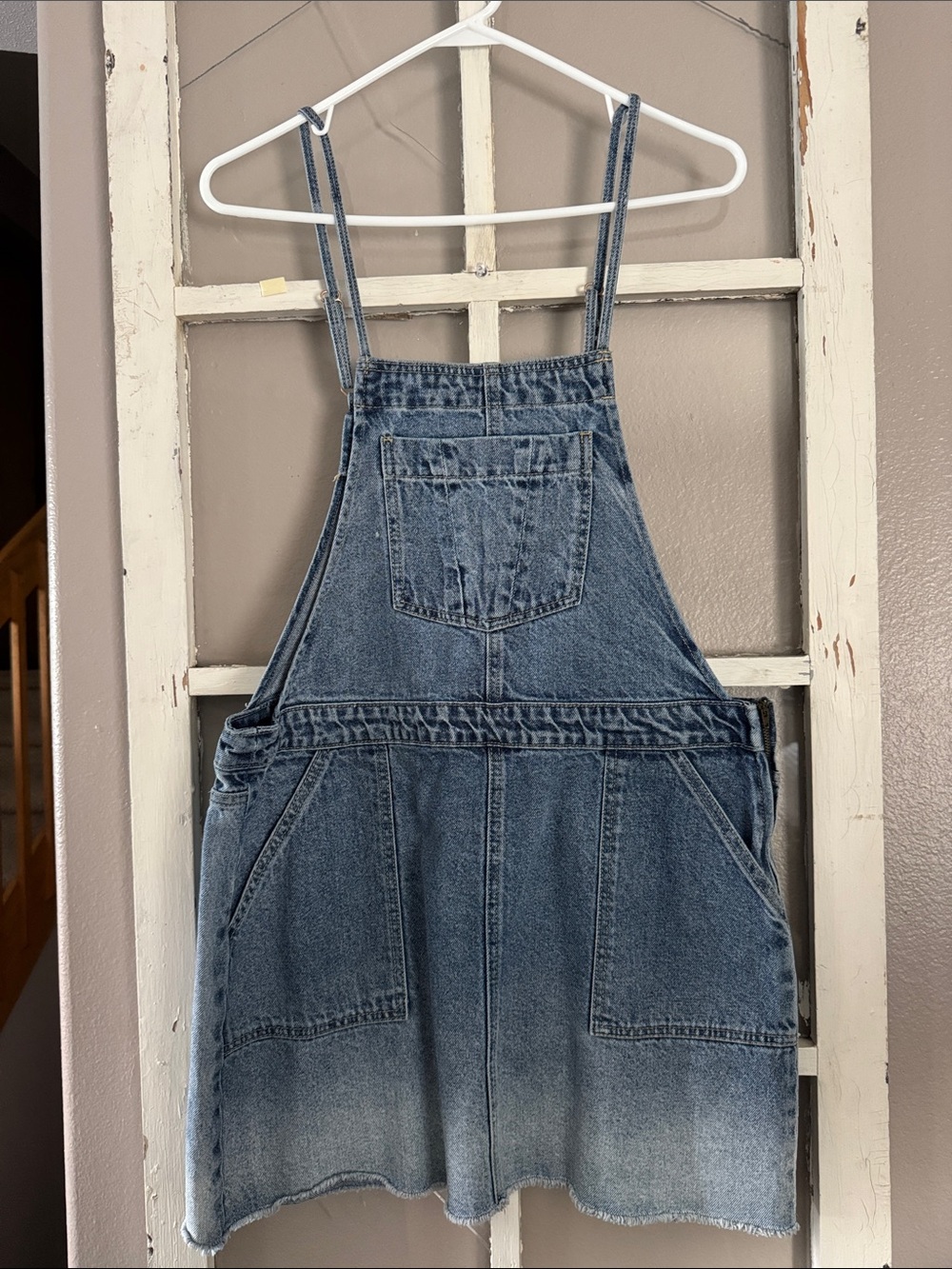 Denim Overall mini Dress with adjustable straps - New!